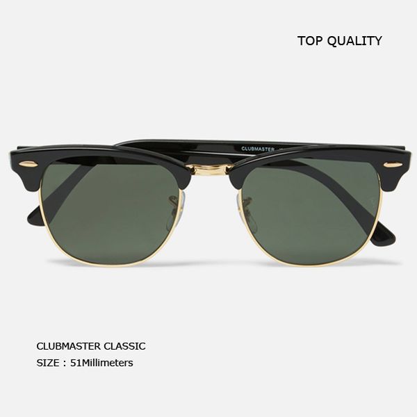

classical half-rim club 3016 style sunglasses acetate metal fleck frame black bar glass lens 49 51 size summer designer fashion uv400 gafas, White;black