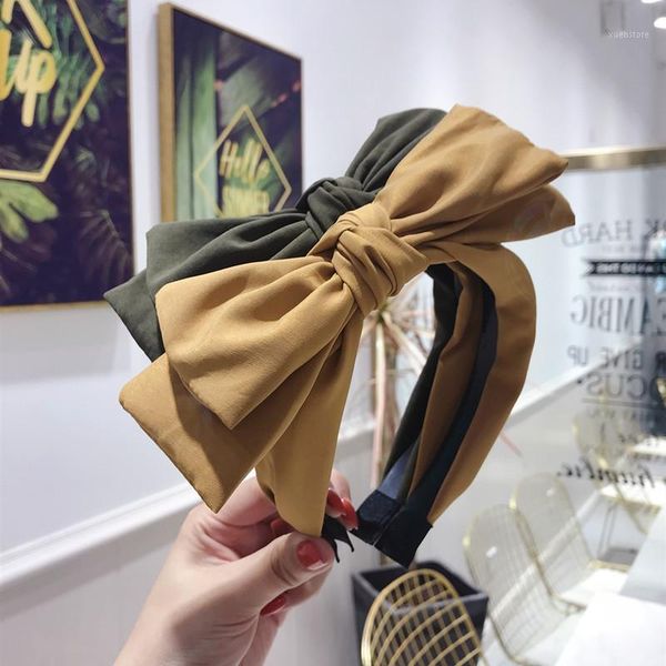 

cute double layer bow hair bands fashion solid color fabric headbands for women classic hoop bezel accessories1