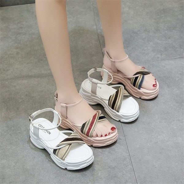

sandals platform summer women fashion women's open toe shoes 2021 casual increase ladies chaussure femme, Black