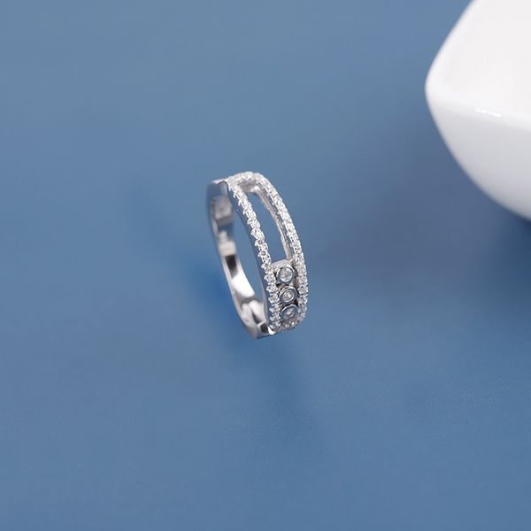 

s925 sterling silver sliding ring female hollow fairy luxury group encrusted diamond ring, Golden;silver