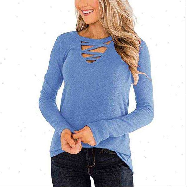 

fashion hollow loose womens shirts v neck bottoming casual autumn winter ladies female women long sleeve blusas pullover, White