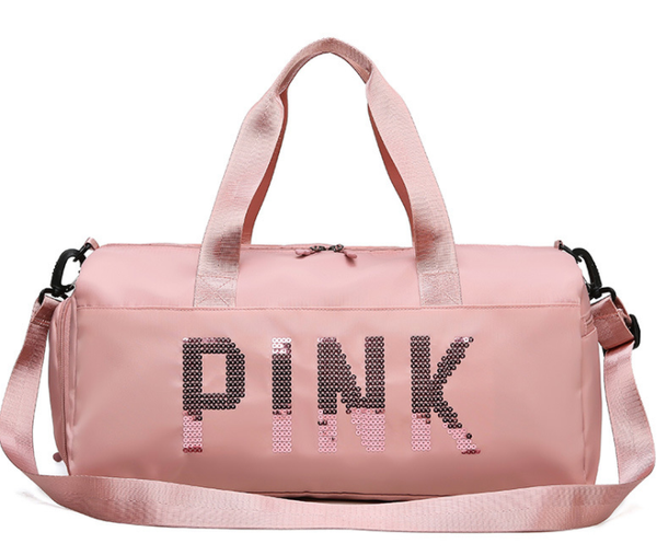 

duffel bags women sequins pink travel bag fitness training for sports gym female yoga dry wet separation shoes