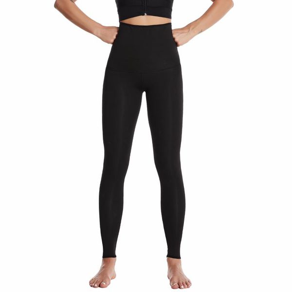 

women's leggings sauna women high waist fitness solid sports gym workout skinny pants running slimming, Black