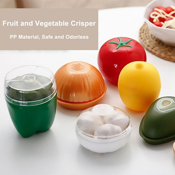 

storage bottles & jars 1pc plastic kitchen crisper fruits vegetable containers o onion tomatoes green pepper shaped fresh box cas