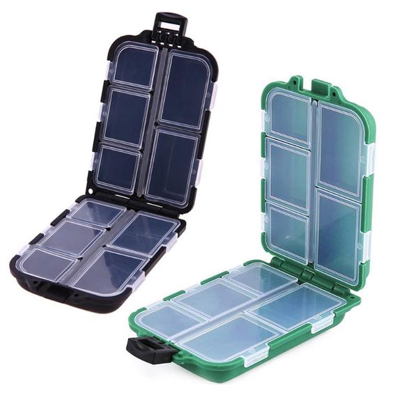 

bait box fishing tackle grid organizer double layer storage 10 compartments black for hook portable outdoor pvc accessories