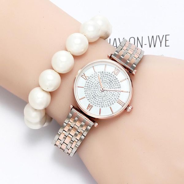 

luxury crystal women bracelet watches brand fashion rhinestones ladies quartz watch steel female wristwatch montre femme wristwatches, Slivery;brown