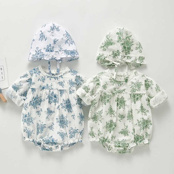 

bodysuits long sleeves one piece baby girl floral bodysuit newborn out crawling romper clothes with hat black friday sf2z, Blue