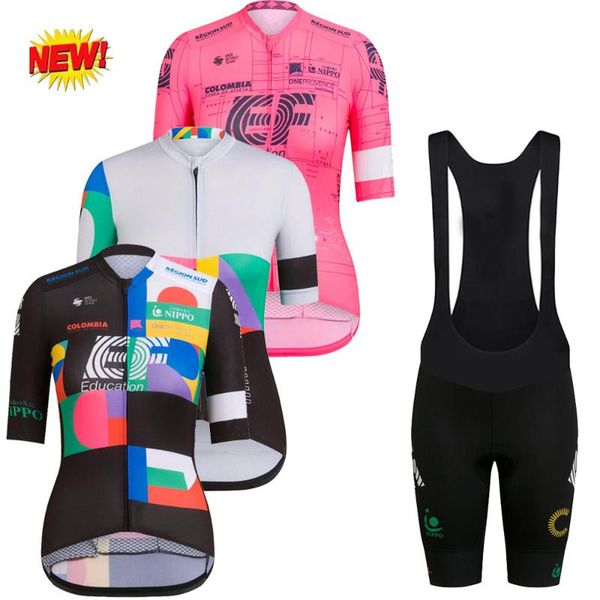 

racing sets women 2021 team ef cycling jersey set tour de italia italy clothing road bike suit bicycle bib shorts ropa ciclismo, Black;blue