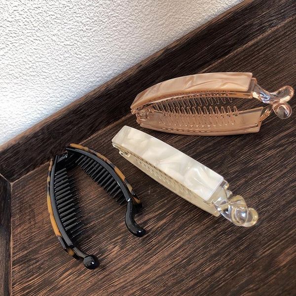 

hair accessories korean acetate leopard banana clip for women 2021 fashion ponytail hairpin