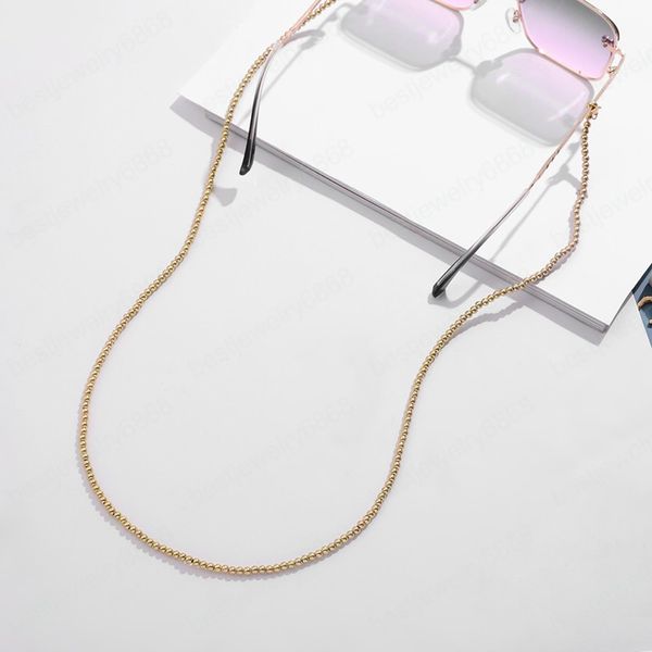Moda cor ouro frisado óculos de sol óculos cadeia para mulheres simples titular corda corda artesanal pescoço cinta cordão