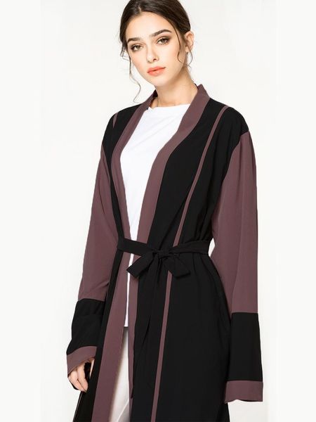 

ethnic clothing muslim dress fashion plus size stitching mulism abaya cardigan belt middle east eid duabi turkey robe 5xl donsignet, Red
