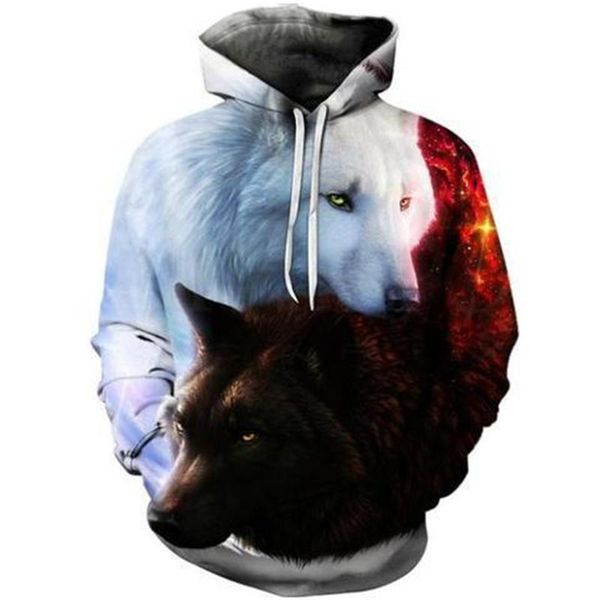 

men's hoodies & sweatshirts personality hoodie wolf 3d mens boys sweatshirt brand designer children clothes autumn winter high quality, Black
