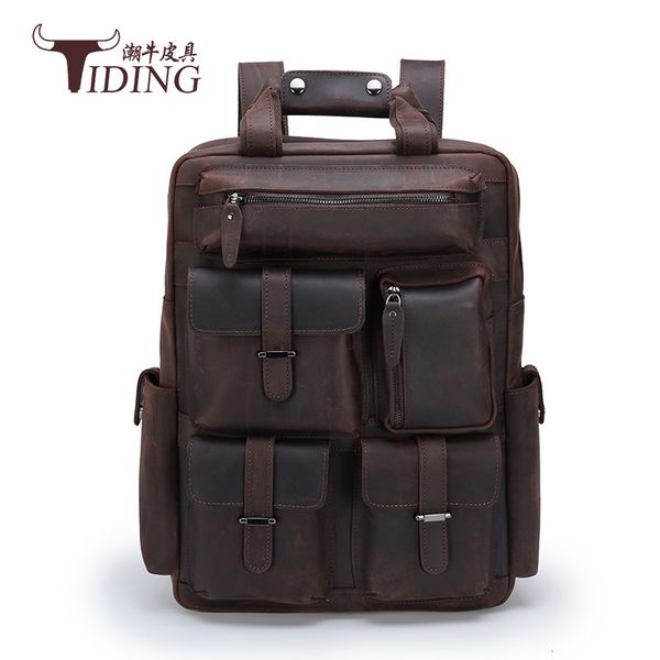 

crazy horse leather backpack men's large capacity leather travel bag cowhide