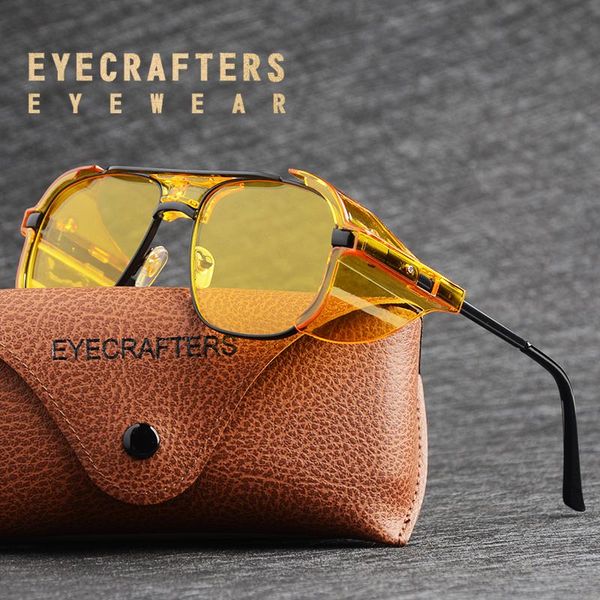 

sunglasses 2021 women men steampunk retro shades fashion side shields style square metal sun glasses goggles punk uv400, White;black