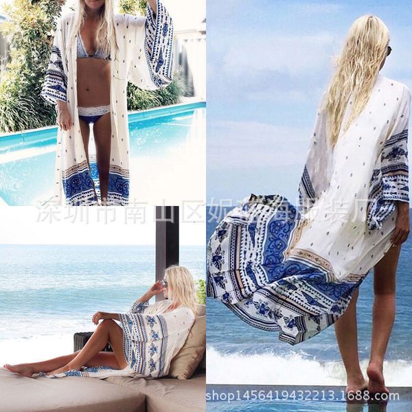 

2021 bohemian women's bikini swimsuit covered beach skirt, White;black