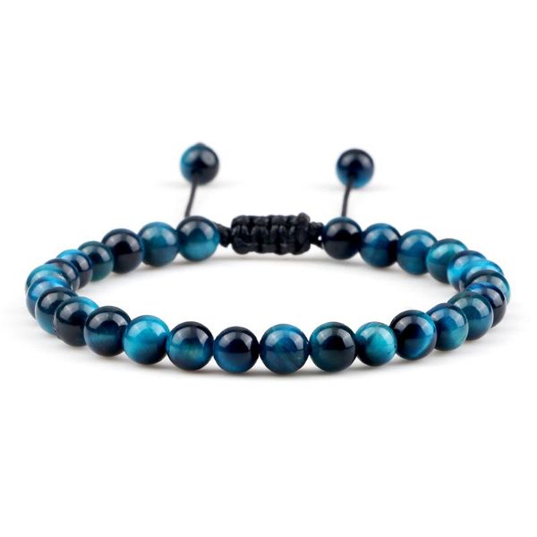

beaded, strands multicolor 6mm handmade braided bracelets tiger eye beads adjustable for women natural stone fashion men jewelry gifts, Black