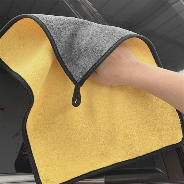 

yovepii super fine microfiber clean towel set (3pcs) high absorbent/density car rag ab side yellow kitchen polishing cloth hang