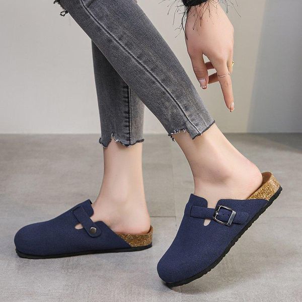 

loafers flock shoes cover toe slippers flat slides slipers women fashion 2021 luxury cotton fabric rubber basic, Black