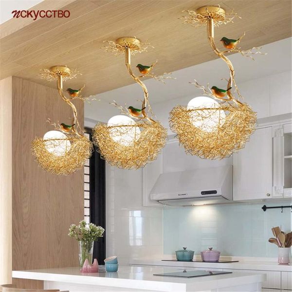 

pendant lamps nordic country bird's nest glass lights for dining room kitchen cottagecore deco suspension luminaire cafe bar led lamp