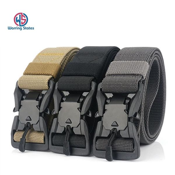 

[warring states] military tactical combat belt for us army training men. nylon with magnetic buckle outdoor hunting belts, Black;brown