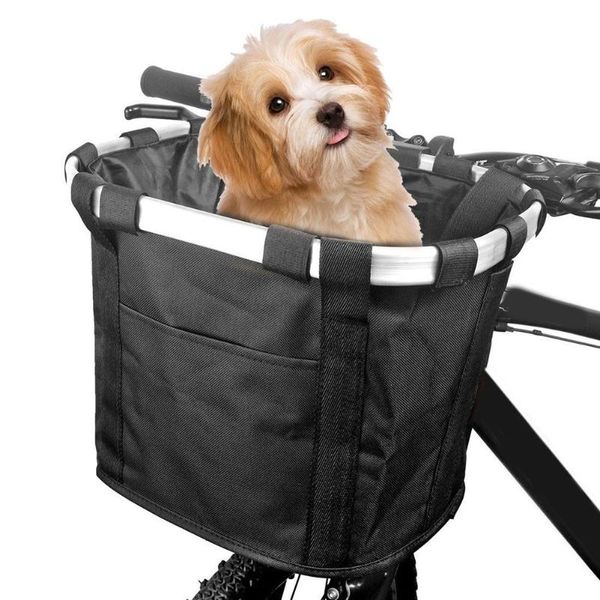 

dog car seat covers waterproof bike basket removable bicycle handlebar folding small pet cat carrier cycling bag shopping #cw