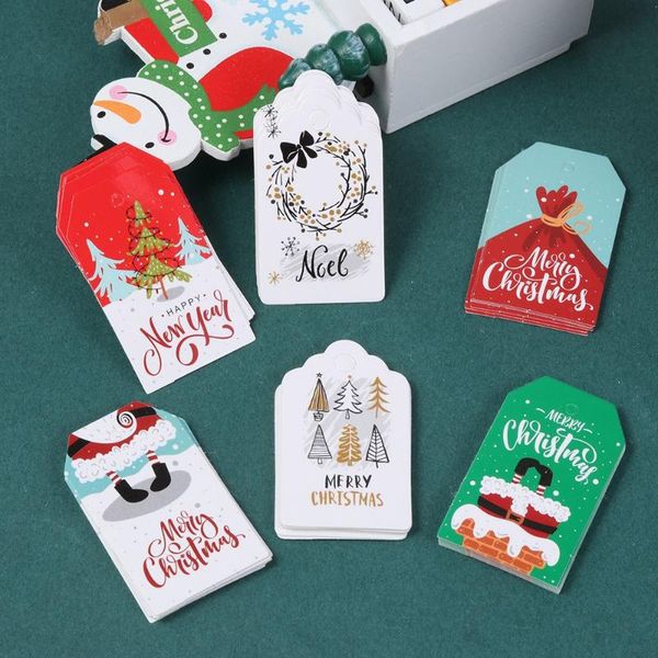 

christmas decorations 100pcs merry diy kraft tags labels gift wrapping paper hang santa claus cards decor xmas party supplies
