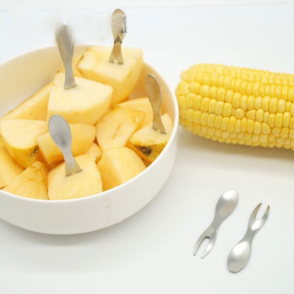 

stainless steel salad fork corn holders home kitchen cooking fruit forks bbq tools