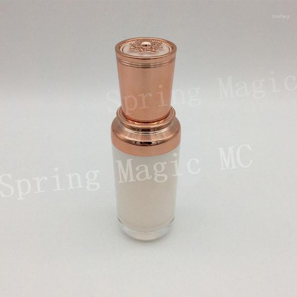 

storage bottles & jars 30ml pearl white/gold luxury acrylic for lotion/emulsion/foundation/skin care bottle flat crown cosmetic packing
