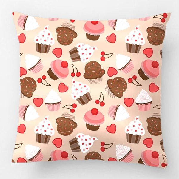 

brown and pink cupcakes, hearts cherries throw pillow wedding decorative cushion cover case customize gift pillowcase cushion/decorative