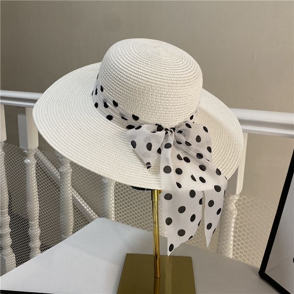 

chiffon wave point beach straw hat summer, Yellow