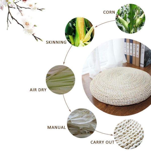 

40cm futon meditation cushion thickening yoga circle corn husk straw braid mat japanese style silk wadding mats