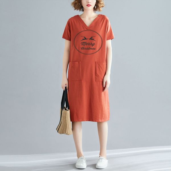 

loose midi dress women casual christmas letter print korean fashion silid 3xl slim tshirt v-neck black straight vestido streetwear y2k, Black;gray