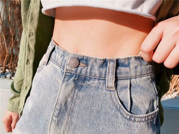 

autumn and winter new wild cowboy wash high waist street hole casual wide leg jeans women, Blue