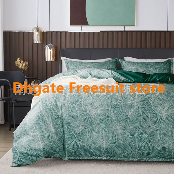 Set di biancheria da letto con foglie di piante Moda moderna in tre pezzi Copripiumino Federa per cuscino Twin Full Queen King Size Marca Chic Trapunte da letto Forniture disponibili