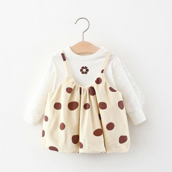 

girl's dresses melario autumn infant baby girls polka dot flower cotton dress clothing long sleeve cute girl clothes gown, Red;yellow