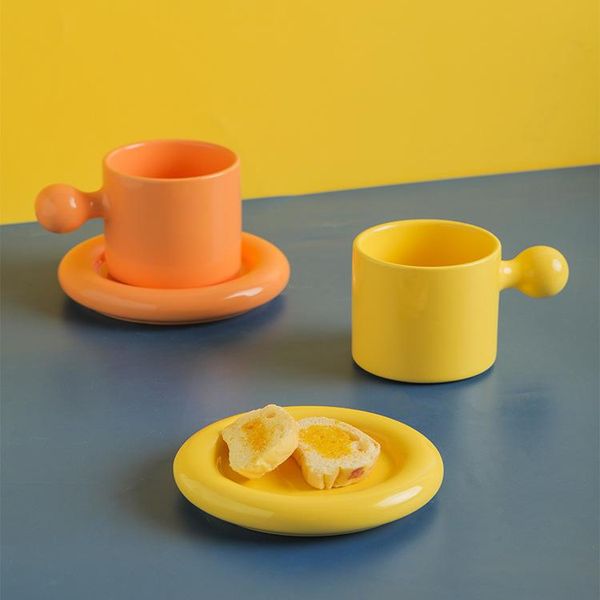 

mugs macaron ceramic cup net red personality ins wind creative egg yolk mug with cover set couple coffee cups cute tea