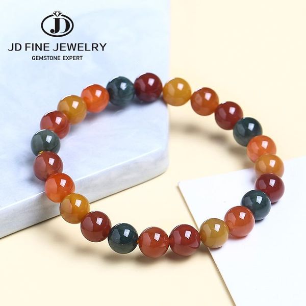 

beaded, strands jd natural red lucky quartz bracelet round beads elastic men women healing energy bracelets jewelry, Black