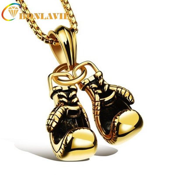 

pendant necklaces bonlavie fitness boxing gloves titanium steel necklace fashion punk accessories men jewelry, Silver