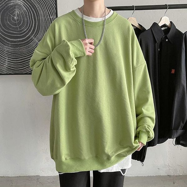 

men's hoodies & sweatshirts 2021 autumn korean version of the sweater trend loose casual jacket solid color fashion all-match, Black