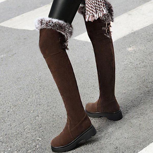 

boots dilalula 2021 plus size 43 winter warm plush over knee high snow female long women shoes, Black