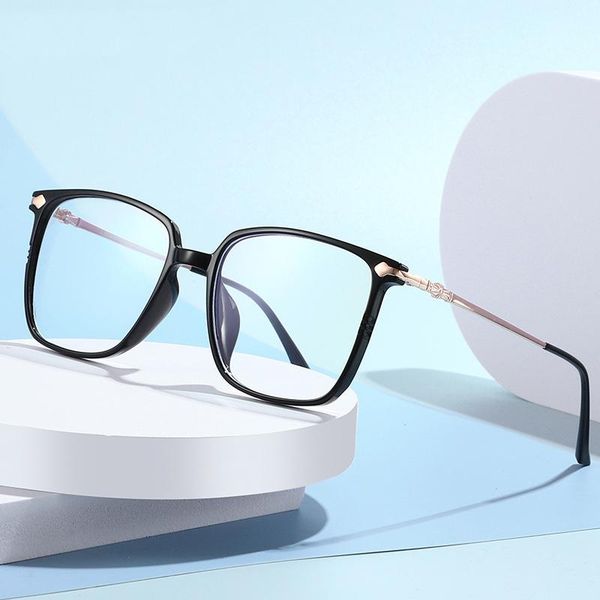 

fashion sunglasses frames anti-blue ray eyeglasses for men and women full rim optical prescription glasses eyewear plastic alloy oversized s, Black