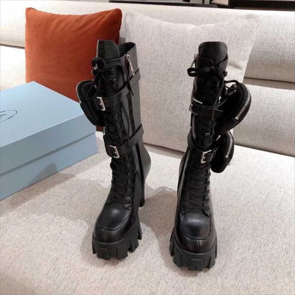 

boots leather women shoes fashion black round toe female solid mujer mid