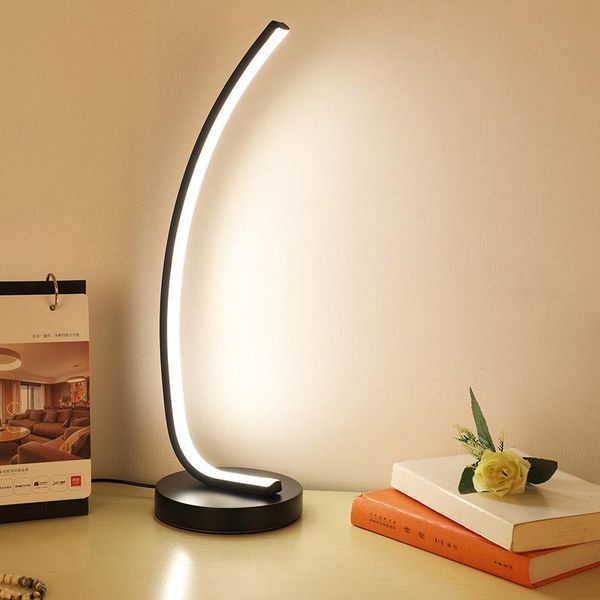 

table lamps curved lamp led light 15w 3 colous reading bedside living room home office bedroom decoration eu/au/us/uk plug