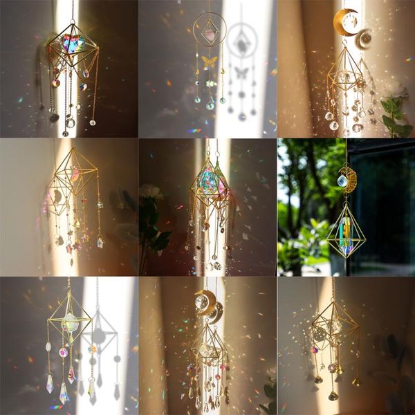 

garden decorations crystal wind chime star moon sun catchers prisms pendant dream catcher plated hanging drop for outdoor indoor windchimes