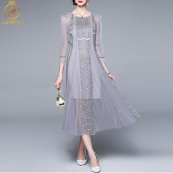 

arrival fashion vintage embroidery beaded summer dress elegant mech temperament party dresses vestidos 210520, Black;gray