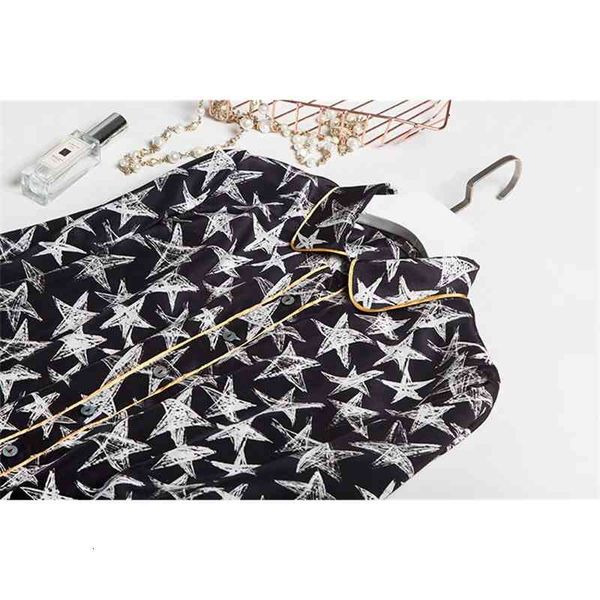 

blouses small public designer pentagram lapel gold side french silk shirt, White