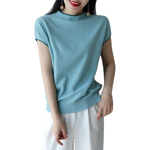 

women's sweaters 2021 spring and summer o-neck short-sleeved sweater pullover cotton soft, White;black