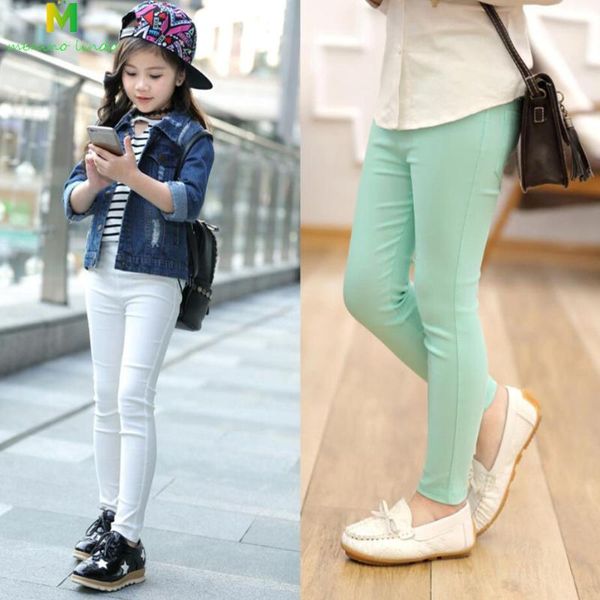 

trousers grils children candy colors ankle-length 3-11t girls pencil pants kids flexible thin skinly slim, Blue