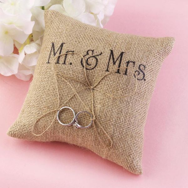 

party decoration romantic bridal wedding ceremony jute pocket ring bearer pillow cushion birthday bathroom