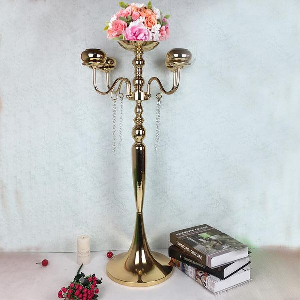 

party decoration 10pcs 85cm tall )wholesale crystal wedding table gold candelabra tb3019